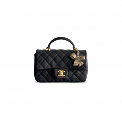 CHANEL MINI FLAP TOP HANDLE BAG CAVIAR AS2431 (20*13*9cm)